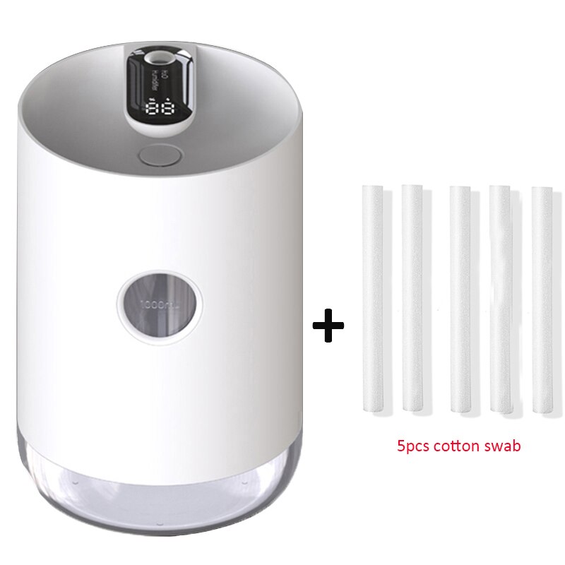 Huis Luchtbevochtiger 1L 3000 Mah Draagbare Draadloze Usb Aroma Water Mist Diffuser Batterij Life Show Aromatherapie Humidificador: White and 5 filters