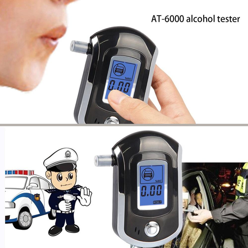 Digital ånde alkohol tester med lcd dispaly med 5 mundstykker politi alkohol parkering