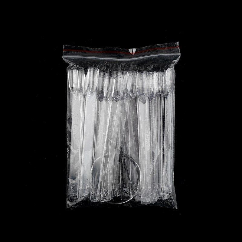 50 st nail art tips display fläkt form pop stick med nyckelring lack praxis salong manikyr verktyg: Transparent