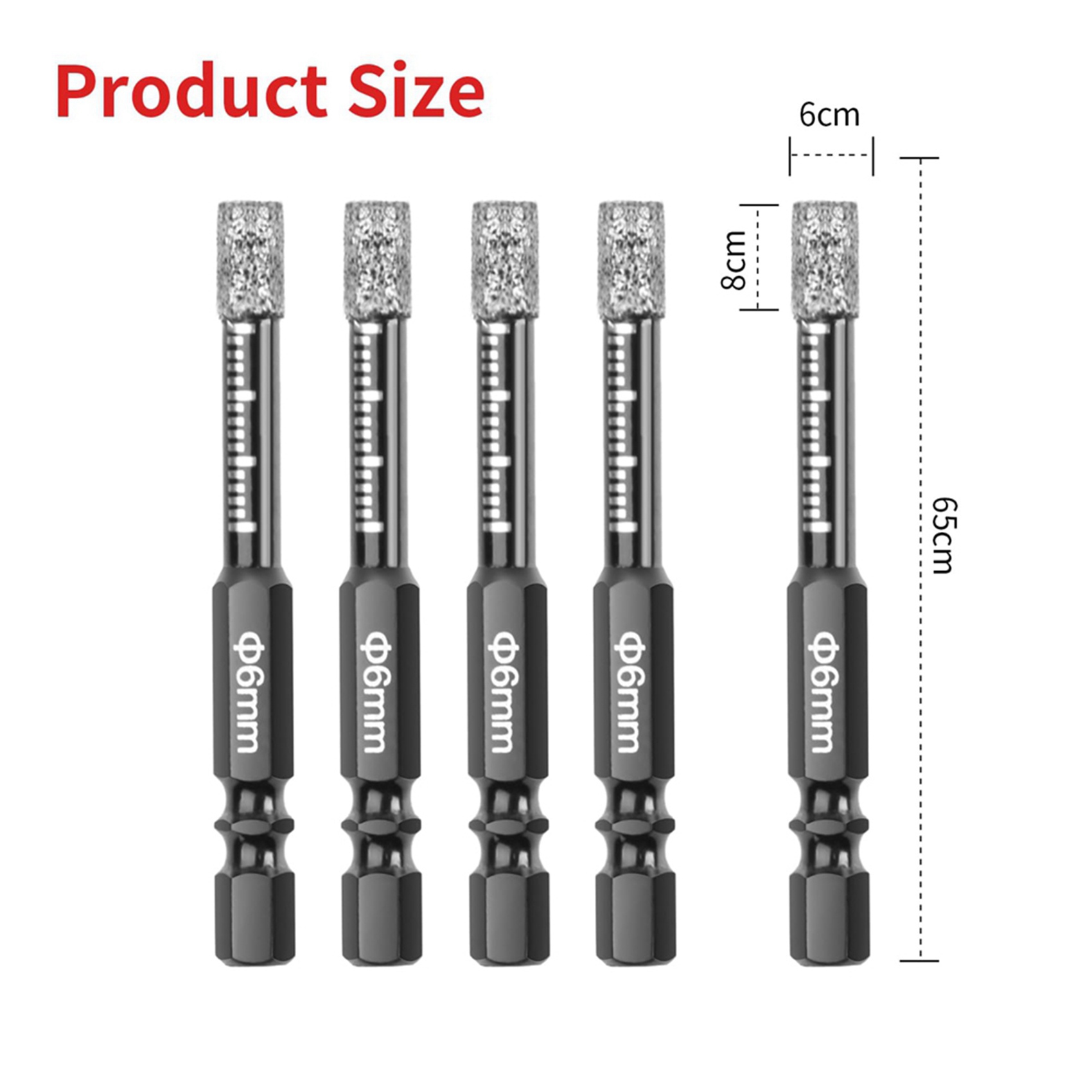 A36T-30Pcs Diamond Drill Bits,6Mm Dry Diamond Core Drill Bit Set For ,Granite,Tile,Glass,Marble,Brick,Stone
