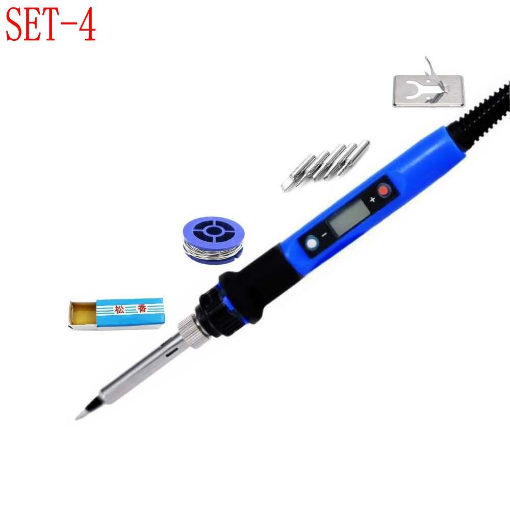 Digital Display Electric Soldering Iron Repair Station 220V 110V 60W 80W Temperature Adjustable Welding Soldering Tips Tools: SET-4 / EU