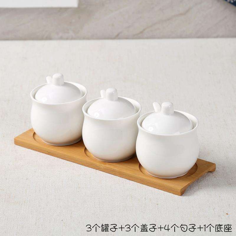 Keramische Specerij Opslag Jar Creatieve Keramische Keuken Kruiden Tank Set Olijfolie Fles Suiker Zout Shaker Kruidkruik: white gx2