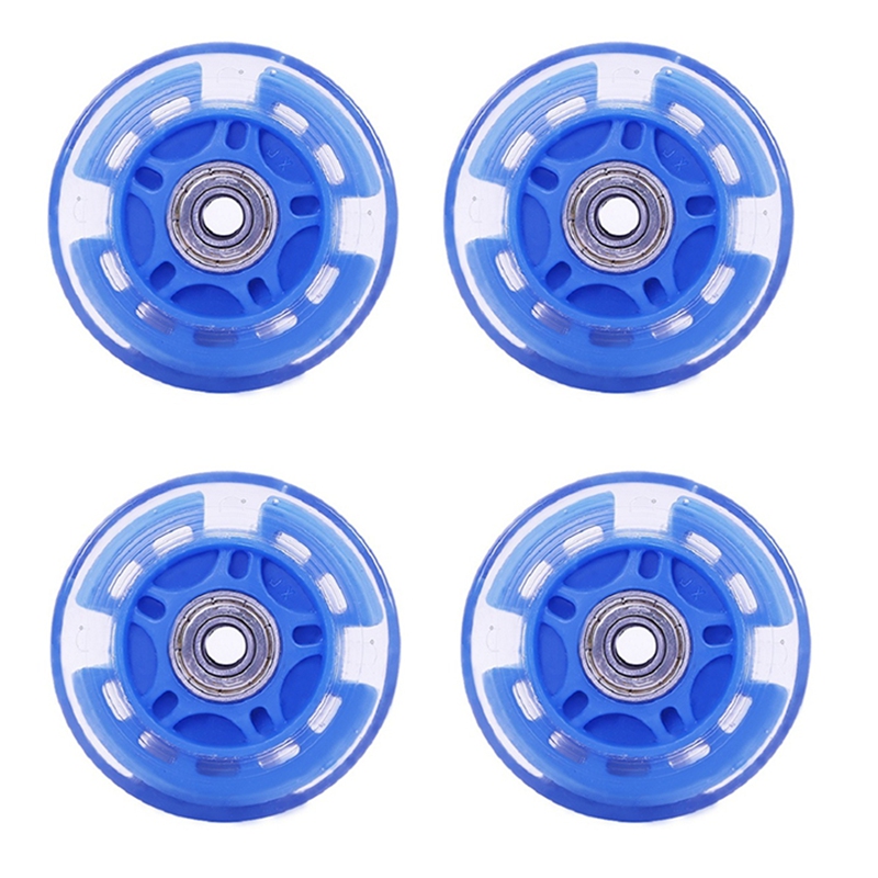 4Pcs Inline Roller Skates, Roller Flashing Wheels, Wear-Resistant PU Material, Soft Rubber, Silent Light: Blue