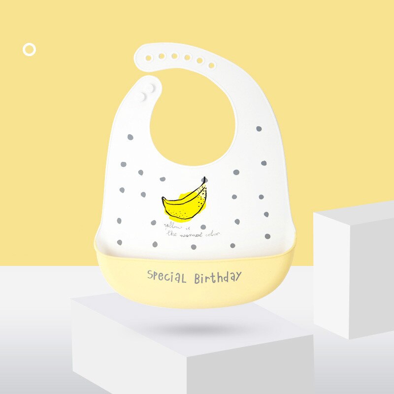Baberos de bebé de silicona impermeable alimentación de bebés Baberos 6 velocidades ajustable eructo ropa de bebé para recién nacido de dibujos animados babero niño niña: Banana
