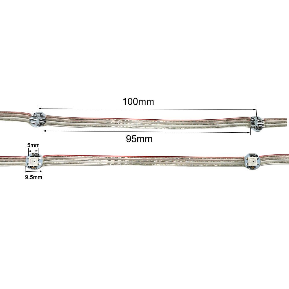 WS2812B Pre-Soldered Leds Chips LED Module String Nodes Soldering 10cm Wire Garland on Christmas Tree Window Lighting