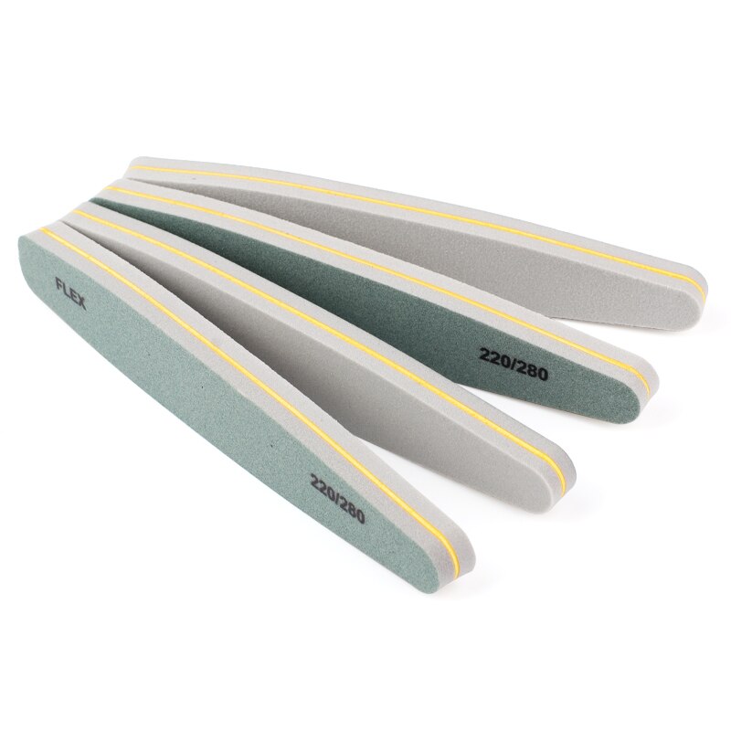 Limas de uñas de esponja de doble cara, bloque pulidor de uñas de papel de lija verde 220/280 de grano para manicura, herramientas de tablero de esmeril, 5 unids/lote