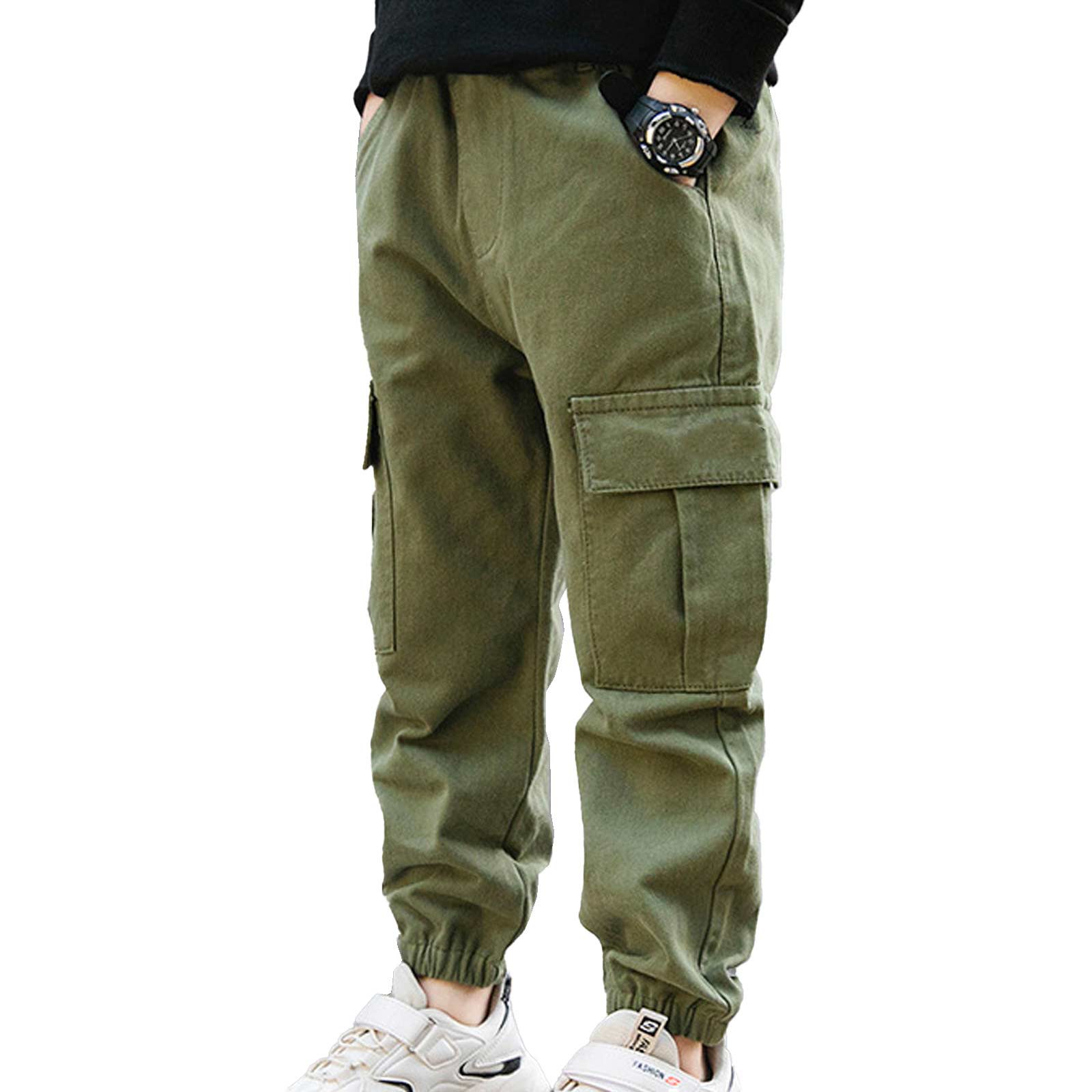 Boys Pants Cargo Pants Kid Sport Pants Jogger Tracksuit for Hiking Jogging Sweatpants Sportswear Children&#39;s Trousers: Army Green / 14