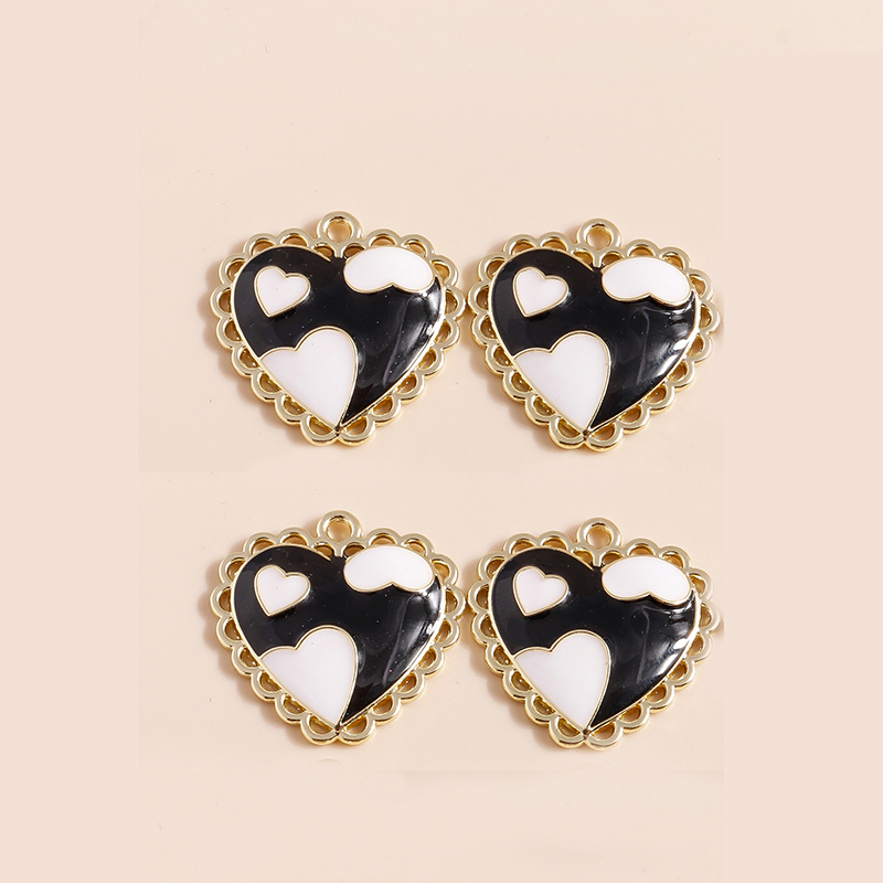 5 pezzi di perle d'imitazione cuore d'amore connettori pendenti per gioielli fai da te creazione di collane fatte a mano bracciali orecchini ciondoli artigianali: Bronzo antico placcato
