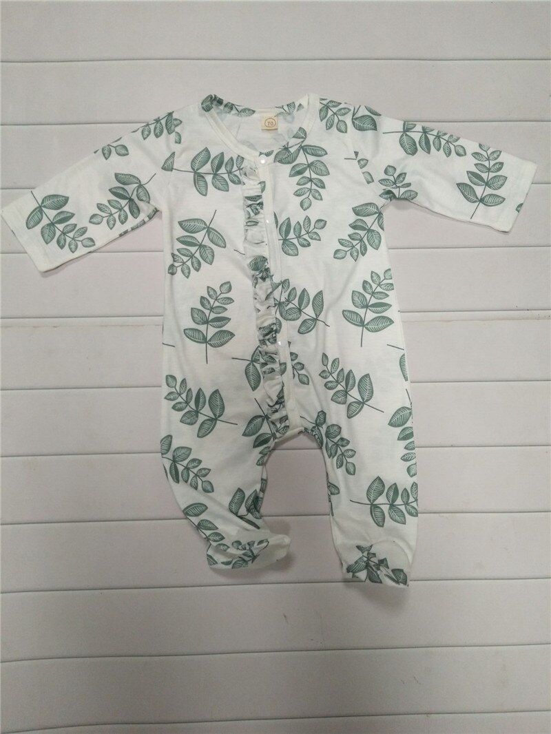 0-24M Baby Lange Jumpsuit Lente Herfst Pyjama Pasgeboren Casual Lange Mouwen Button Down Romper Voor Baby Jongens meisjes Nachtkleding Gewaden: green / 6m