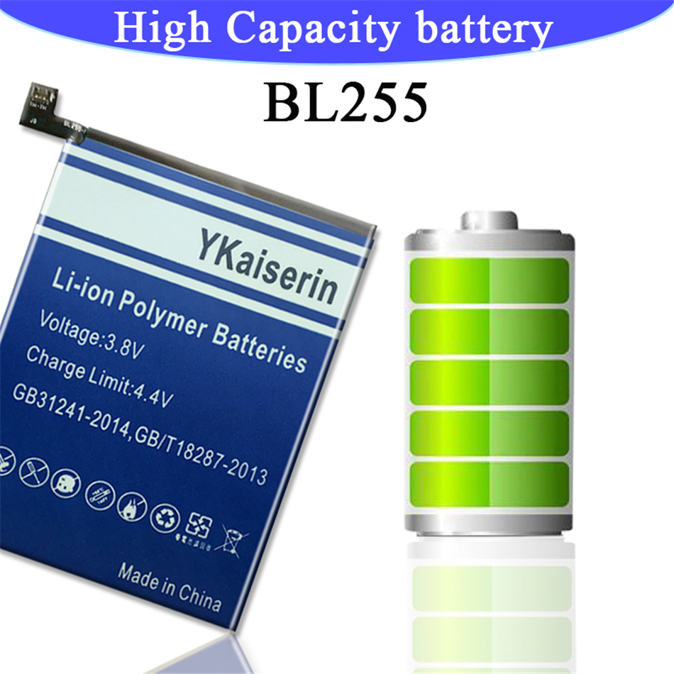 YKaiserin 6000mA BL255 Battery For Lenovo ZUK Z1 ZUKZ1 Z1221 Battery Replacement Back Up Batteries Bateria