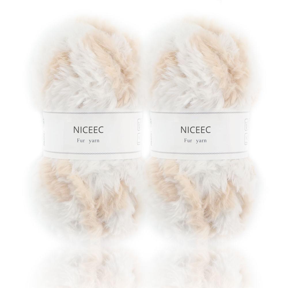 Niceec 2 Strengen Super Soft Bont Garen Chunky Pluizige Faux Fur Garen Wimper Garen Voor Haak Knit-Totale Lengte 2 × 32 M (2 × 35yds,50G × 2): 604