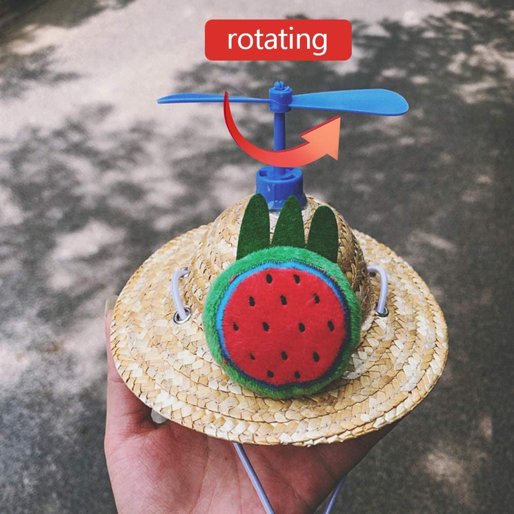 LVTUBANLV Adjustable Cute Mini Pet Sombrero Dog Straw Hat Cat Woven Hat Puppy Sun Bucket Cap for Small Dogs Puppy Cats Supplies: Watermelon / 14CM