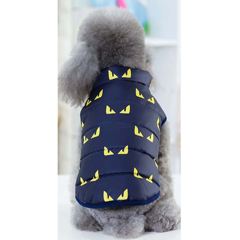 Grossas de inverno Quente Dog Vest Little Devil Cat Dog Imprimir Roupas À Prova de Vento Parkas Casaco para Gatos Chihuahua Filhote de Cachorro Pequeno Aparelhos 10A