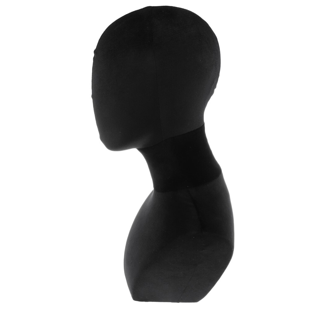 Modèle de tête en bois noir avec support-pour perruque, cheveux, chapeau, affichage, Mannequin de casque-velours