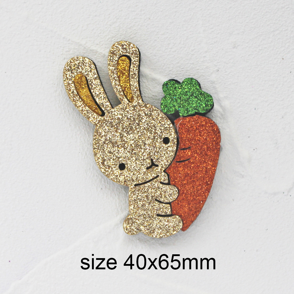 10 szt. Brokatowy króliczek filc dla DIY niemowlę dziewczynka Królik utrzymać marchewka akcesoria Kawaii wielkanocne sierść zwierzęca nakrycia głowy dzieci: Różowy