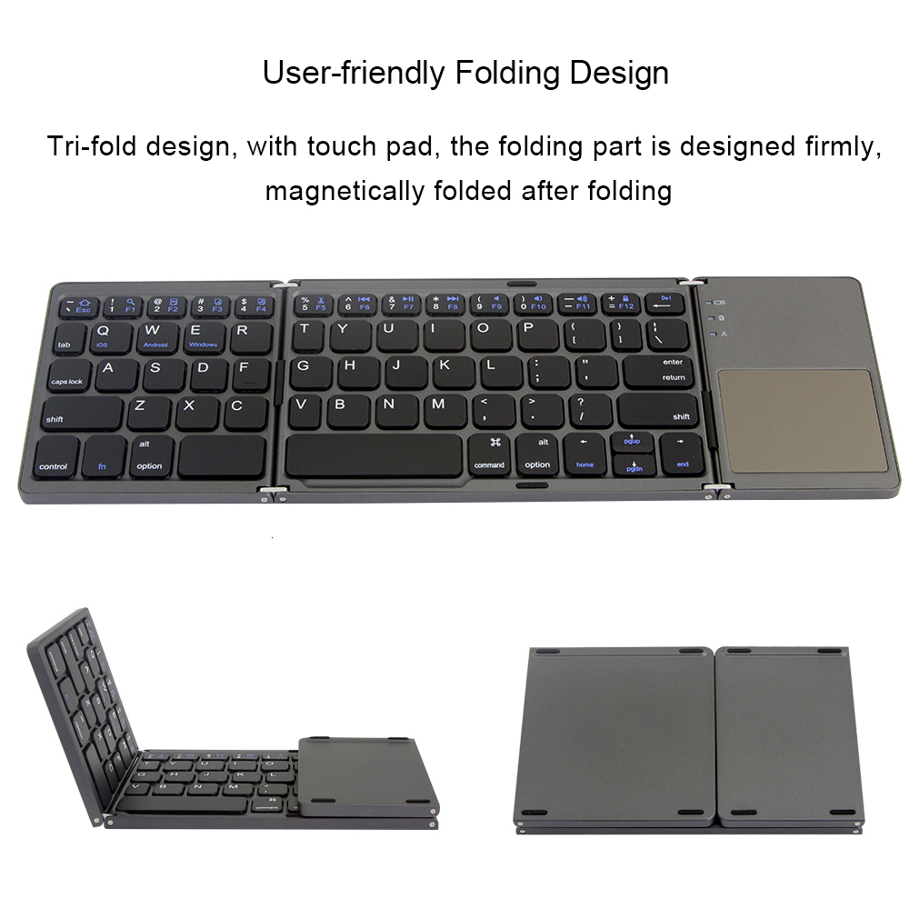 CHYI Bluetooth Keyboard Mini Wireless Keyboard Foldable Office Gaming Tablet Keypad with Touch Mouse For Laptop PC Gamer