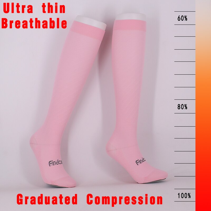 Calze da Fitness a compressione sottile estiva Findcool calze da ciclismo da corsa per donna: Pink