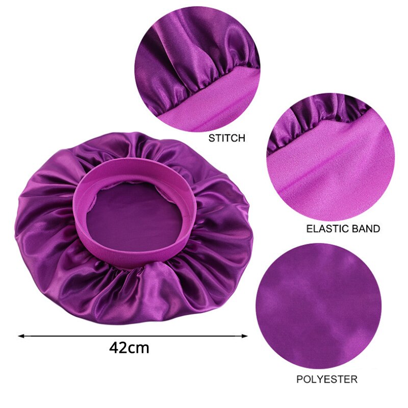 6Pcs/Lot Wide Band Satin Bonnet Cap Hair Bonnets For Women Silky Bonnet For Curly Hair Large Size Sleep Hair Cap