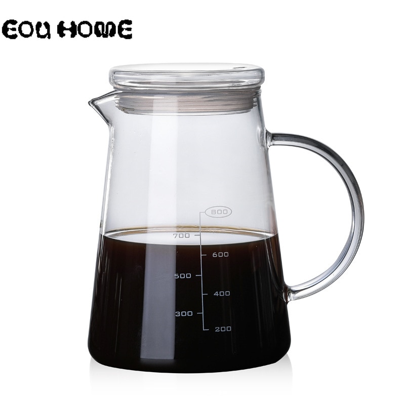 1200ml Large Capacity Hand-brewed Coffee Pots Glass Espresso Water Drip Coffee Maker with Lid Anti-scalding Glass Coffee Cup