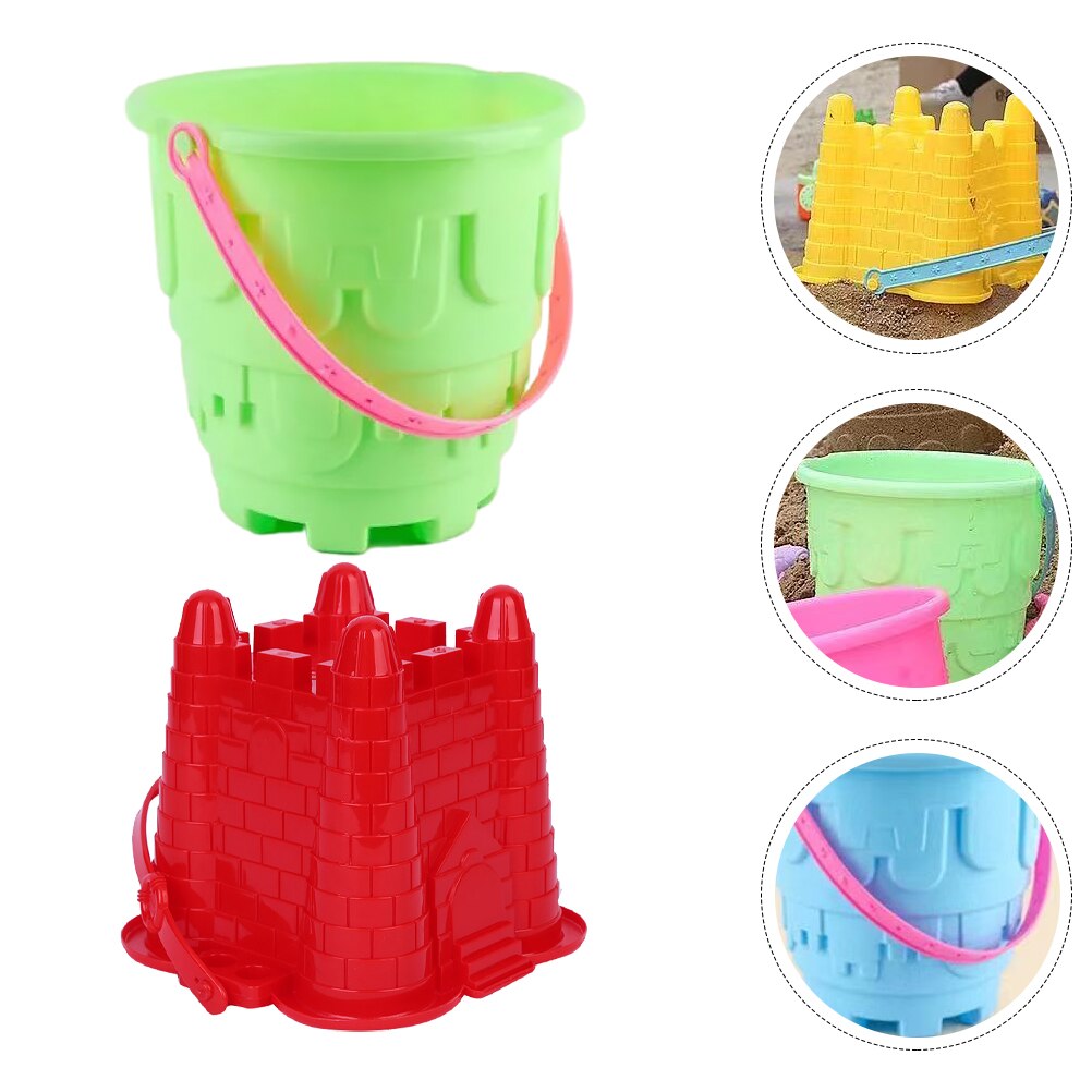 2pcs Sandcastle Buckets Beach Toys Sand Castle for Kids Plastic Beach Buckets