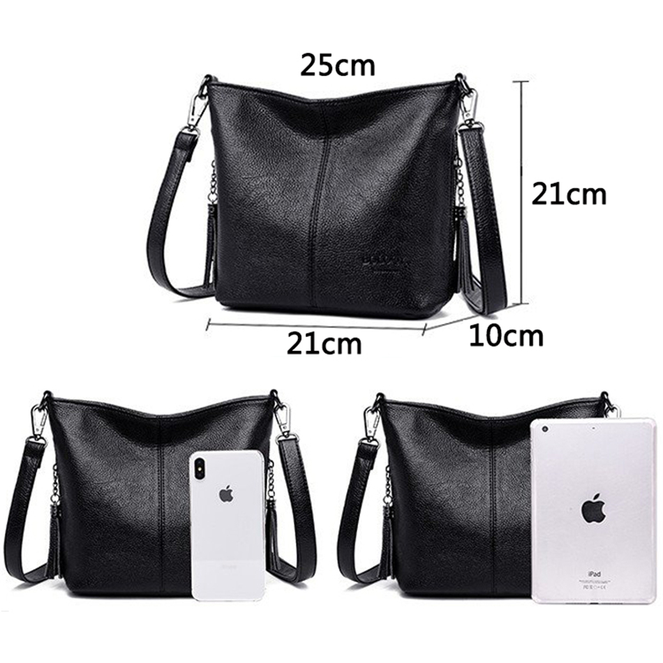 Bolso de hombro bonito para mujer, bandolera de cuero impermeable para mujer, bolso de mano, bolso cruzado superior Simple de Color sólido para mujer