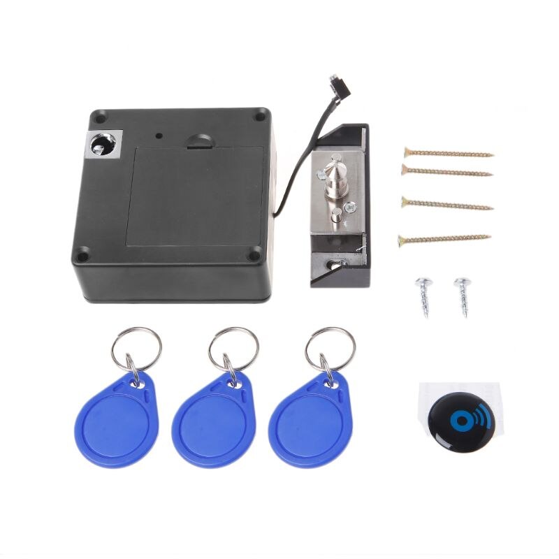 1Set Cabinet Locks Invisible Electronic RFID Lock Hidden Keyless Drawer Door Locks Sensor Locker Cabinet Lock: 3 Keychain
