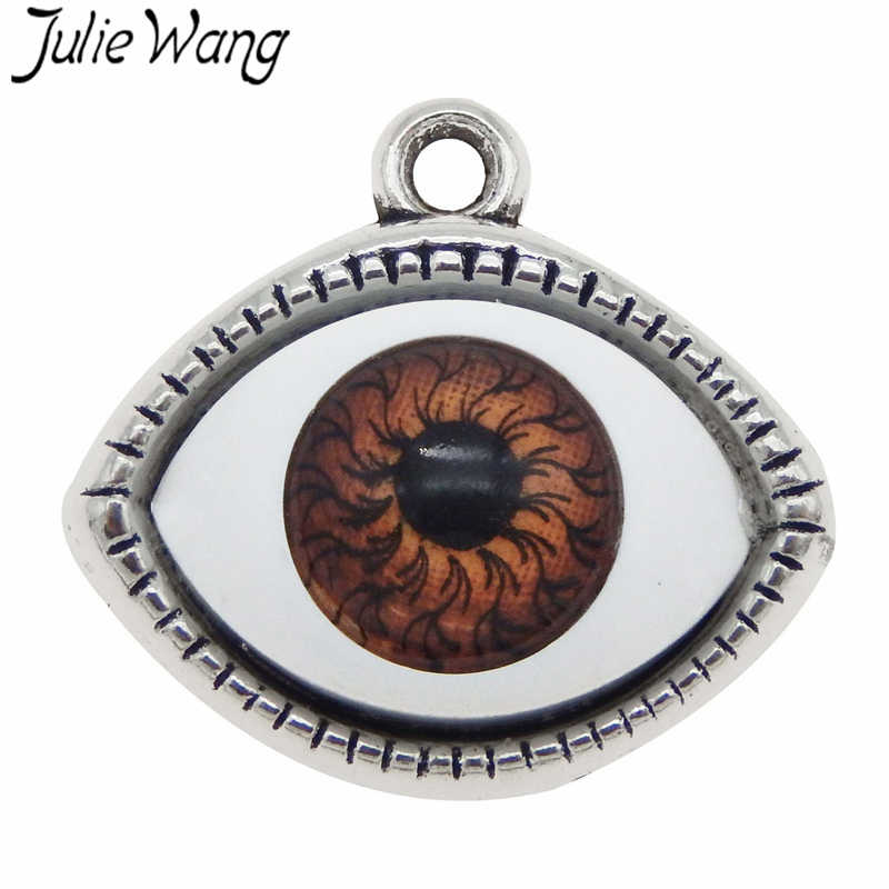 Julie Wang 7PCS Legering Human Evil Eye Charms Plastic Oogbol Multicolor Ketting Hangers Armband Sieraden Maken Accessoire: 54184