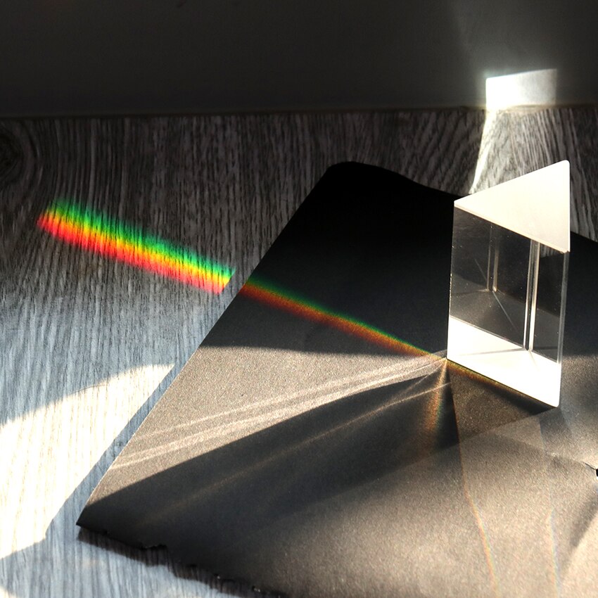 Students Teaching Equipment 30x30x50mm Triangular Prism Optical Prisms Glass Physics Teaching Refracted Light Spectrum Rainbow