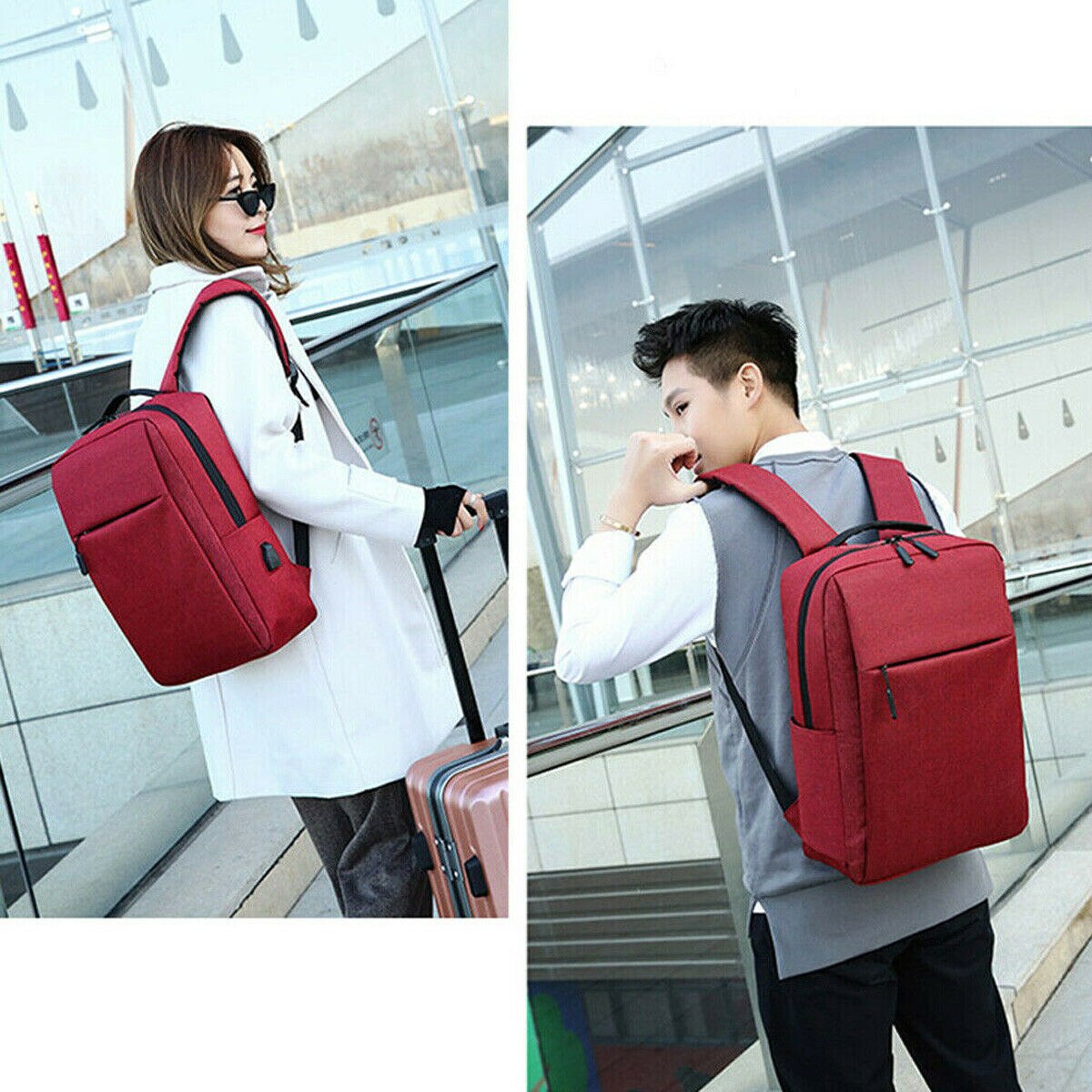 Mannen 15.6 Inch Laptop Rugzak Kantoor Werk Mannen Rugzak Zakelijke Tas Unisex Vrouwen Rode Ultralight Rugzak Dunne Back Pack