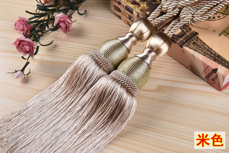 2 st europeisk stil guldhängande bollgardiner tofsar gardinbindningar bandage borstar gardintillbehör: 01