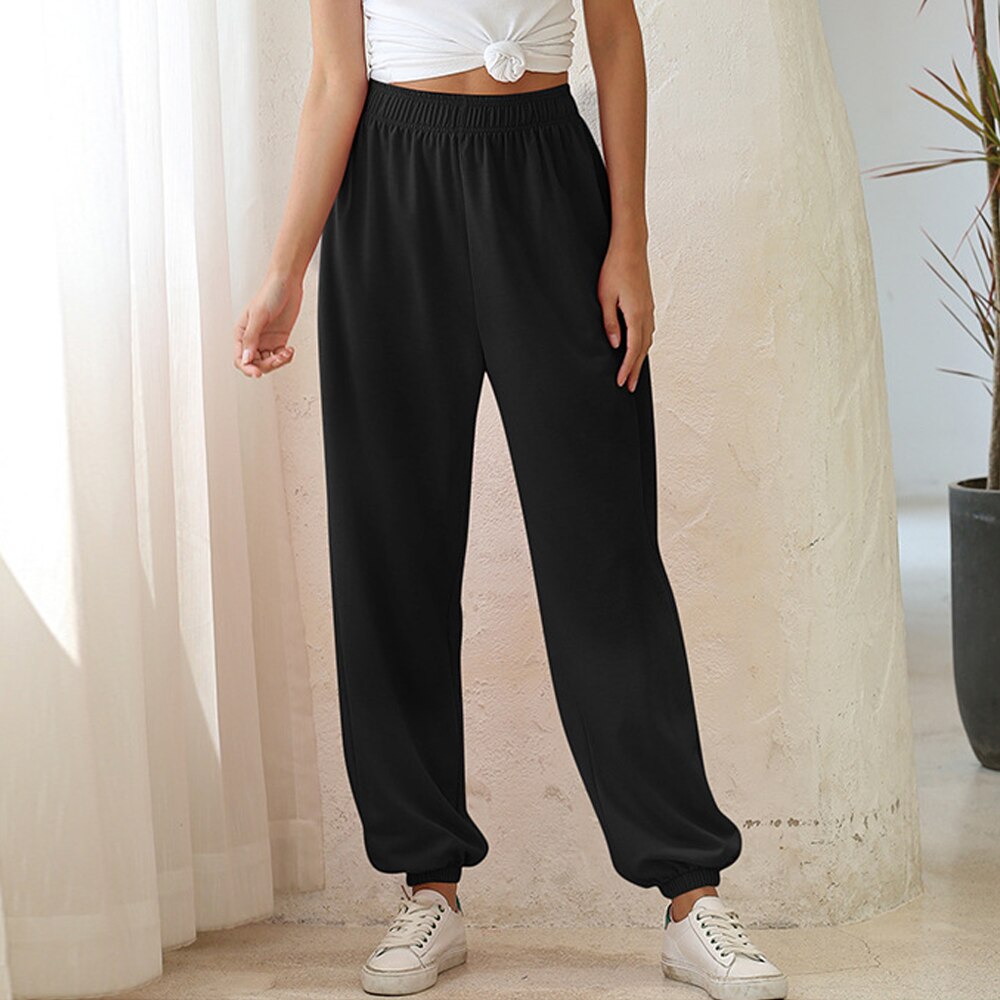 Casual dames losse broeken wijde pijpen joggingbroeken broeken plus size hoge taille broeken streetwear koreaanse joggingbroeken broeken voor vrouwen: Zwart 2 / Ik