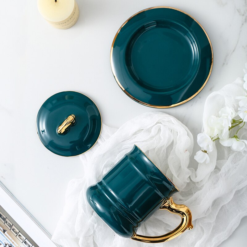 ceramic cup office boss cup coffee cup breakfast water cup large capacity Tea Mug with cover