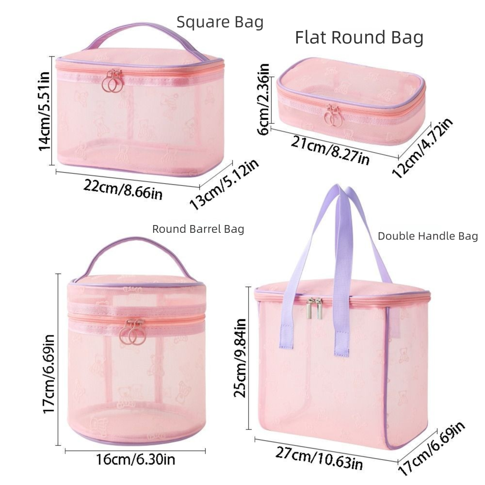 Large Capacity Mesh Cosmetic Bags Zipper INS Toiletries Storage Pouch with Handle Soft Perspective Makeup Bag Travel