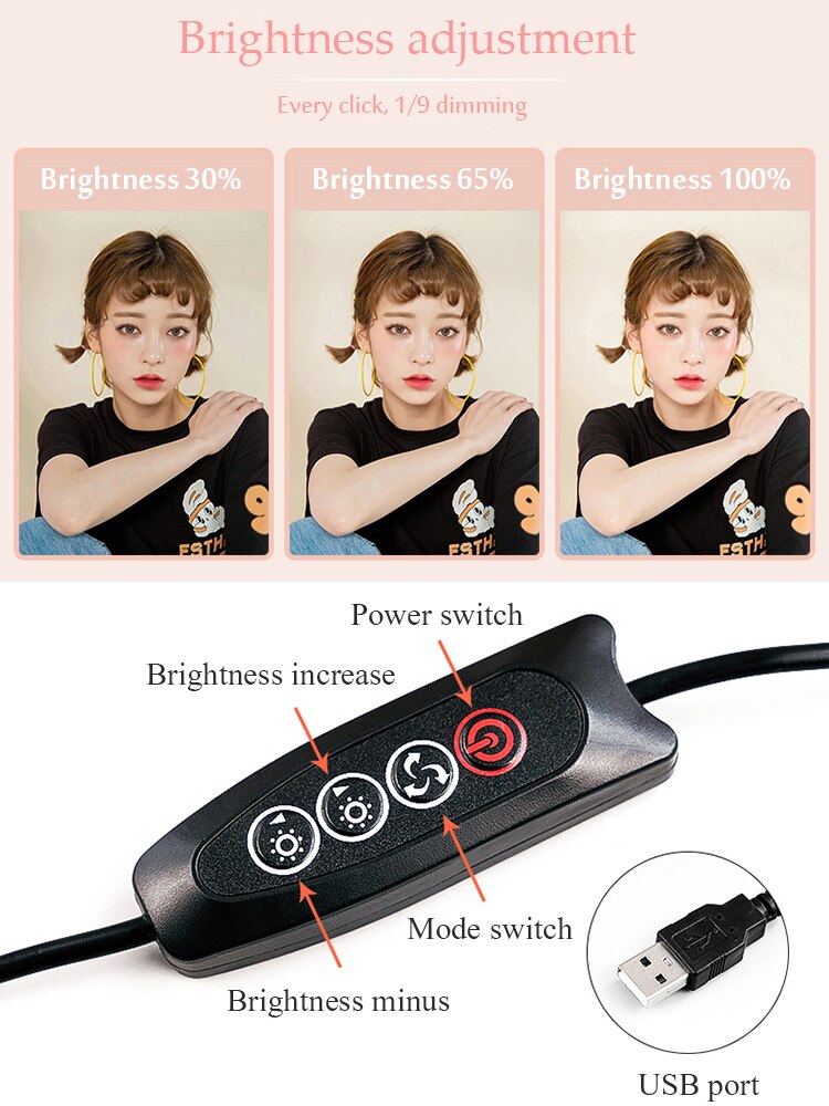 Tafelblad Fotografie Lichten Verstelbare Led Lamp Helderheid Fotografia Ring Licht Met Statief &amp; Mobiel Clip Voor Fotoshoot