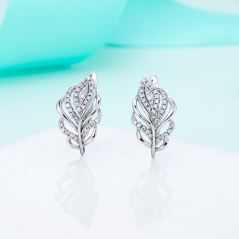 Klassieke Multicolor Maple Leaf Vorm Oorbellen Micro Inlay Zirconia Stud Oorbellen Voor Vrouwen Sieraden Creatieve Brincos: silver