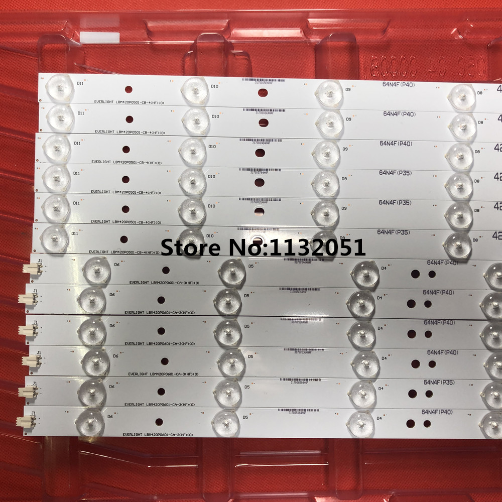 12Pieces/set For LED Backlight Screen 42 inch 42PFL3208H/12 EVER LIGHT LBM420P0601-CA-3 LBM420P0501-CB-4 5+6lamps