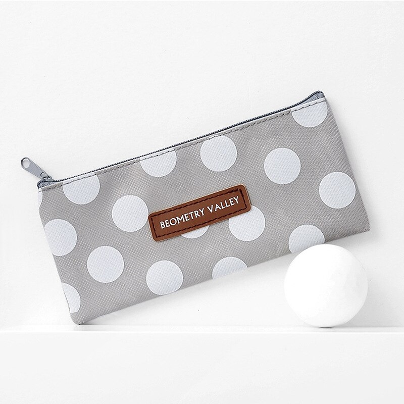 Estuche Kawaii de lona con rejilla de puntos para lápices, bonita caja de lápices con cremallera, bolsa de lápices de gran capacidad para niñas, papelería coreana, suministros escolares