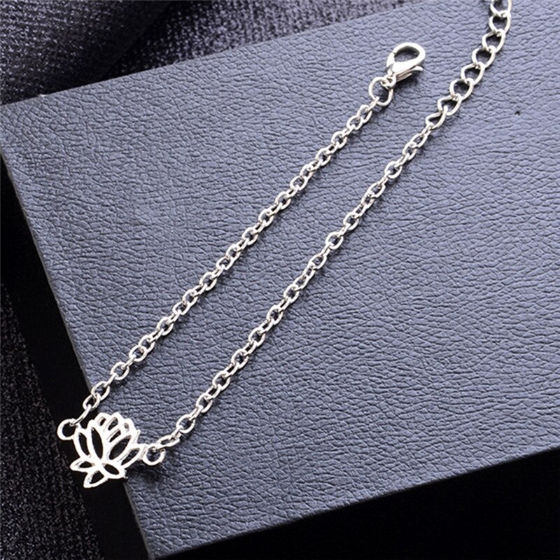 Alloy Lotus Flower Anklet Foot Chain Sliver Indian Amulet Jewelry For Women Girls