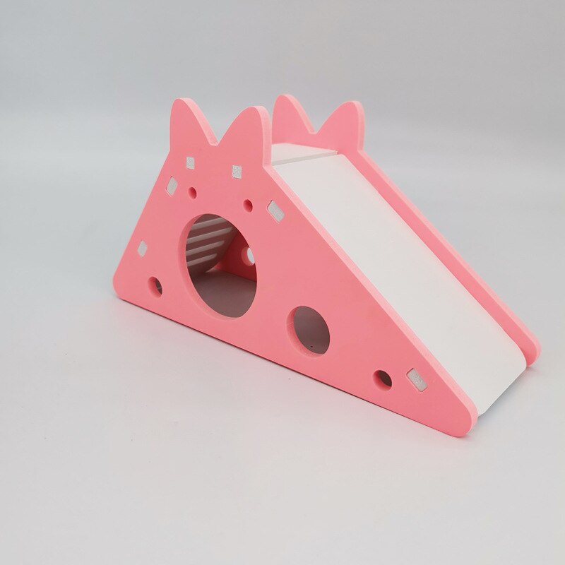 Scivolo per uccelli giocattolo criceto casa a scomparsa accessori per gabbia per pappagalli cavia scivolo in legno con scale giocattolo forniture per piccoli animali domestici: Pink  B