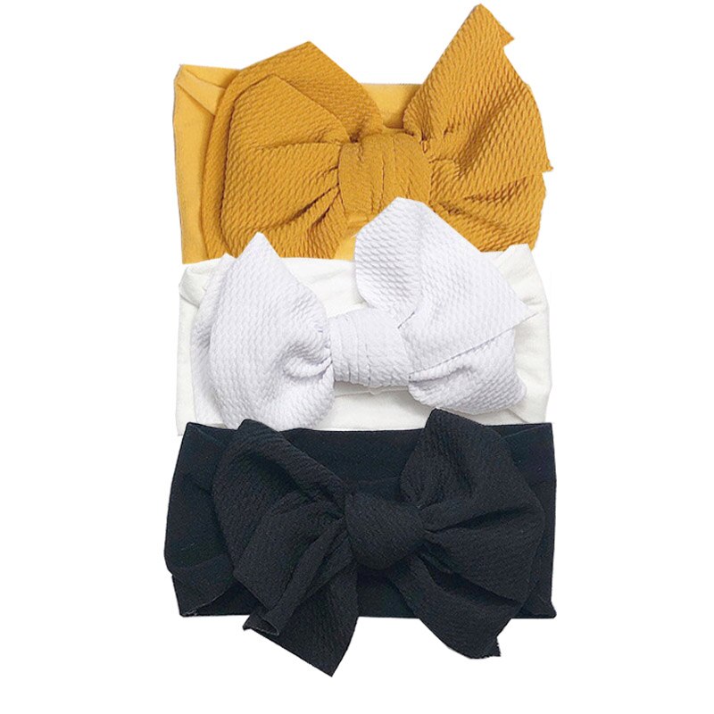 3Pcs/set Big Bows Baby Girl Headband Soft Elastic Nylon Baby Headband Solid Color Toddler Infant Girls Hair Accessories