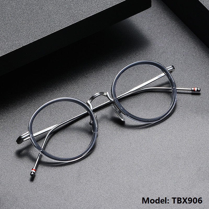 Marcos de gafas redondas Retro para hombre y mujer, lentes de lectura de acetato de titanio puro para miopía, de , Thom TBX906