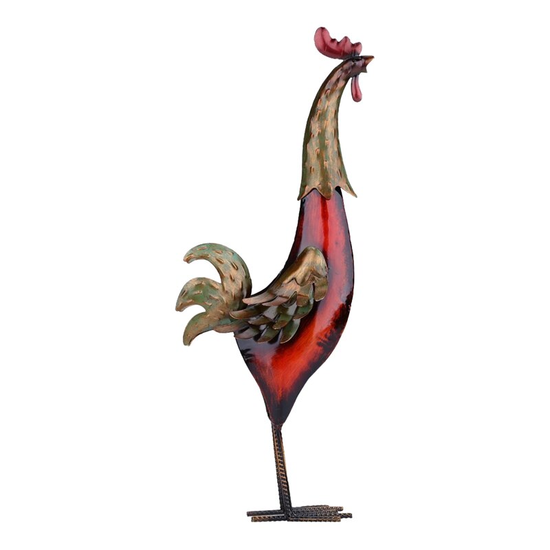 Metal Rooster Animal Garden Sculptures Art Decor,Outdoor Patio Lawn Back Yard Chicken Statue Decoration: Default Title