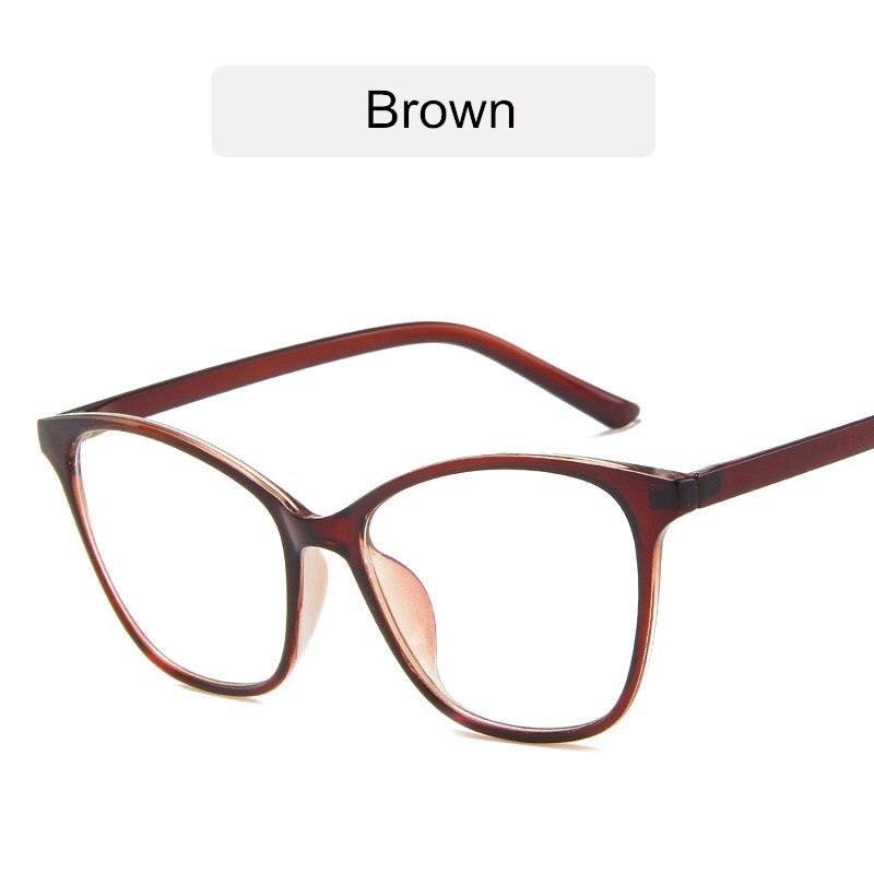KOTTDO Vintage Cat Eye Glasses Frame Women Retro Classic Eyeglasses Frames Men Plastic Clear Transparent Glasses: brown