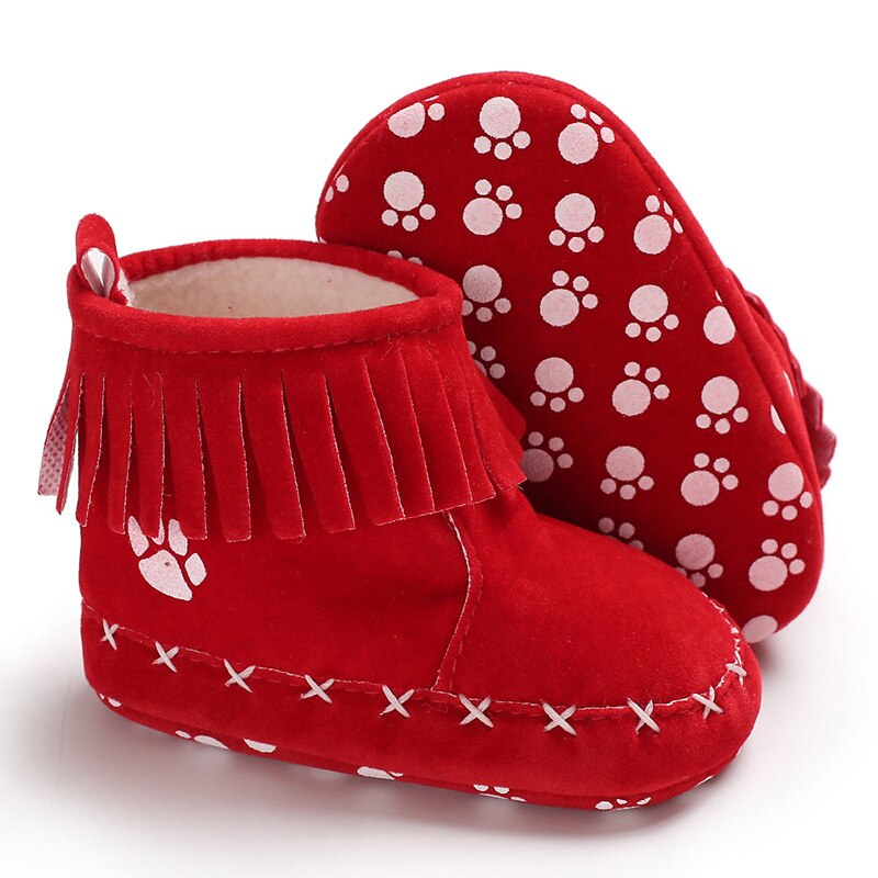 -né bébé fille garçon chaussures bottes de neige chaudes toplancha frange bottes hiver chaussons rouge noir semelle souple bébé filles gland bottes