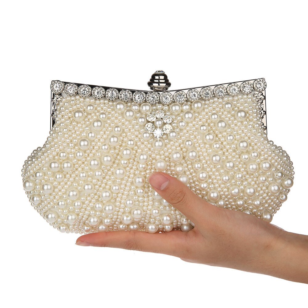 Kvinder bryllup clutches håndlavede luksus perle rhinestones beaded aftentasker dag clutch femme middagsselskab håndtaske pung