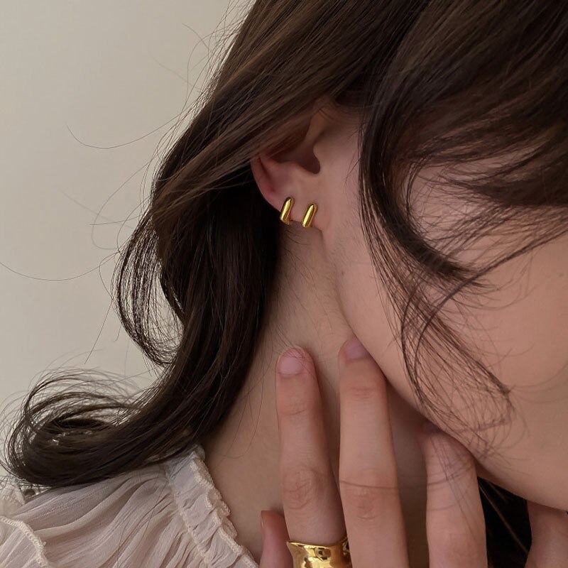 Peri'sbox 2 design guldfarve u form tynde kædeøreringe klumpede cirkel geometriske øreringe til kvinder minimalistiske øreringe
