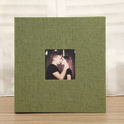 16 inch 20 page linen self-adhesive photo album diy antique wedding photo scrapbook album memory classic photo album: green