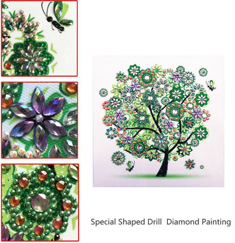 G. DIY Four Seasons Tree Diamond Painting Embroidery Rhinestone Crystal Material Package 30x30cm Home Decoration: Spring
