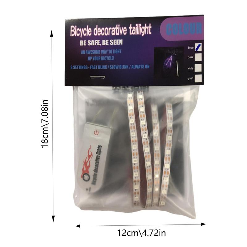 Luz LED decorativa para bicicleta, marco de bicicleta, cuerda, luz alimentada por batería, a prueba de polvo, impermeable, luz de advertencia trasera para conducción nocturna