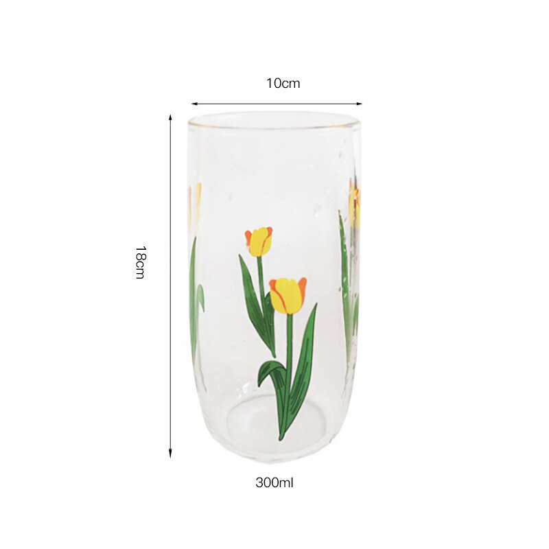 Tulp Ins Bloem Glas Cup Japan En Zuid-korea Handgeschilderde 390Ml Multifunctionele Transparant Bier whisky Melk Glas Cup